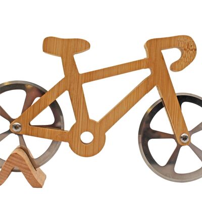 Bicycle pizza cutter made of wood
