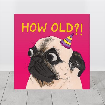 Pug birthday card