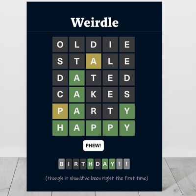 Word game birthday card