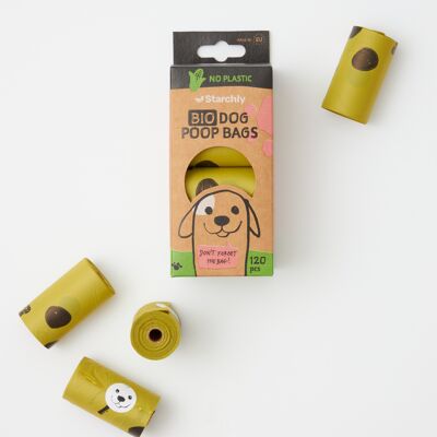 Pack 8 Rollos Bolsas Compostables para Excrementos de Perro Color Verde