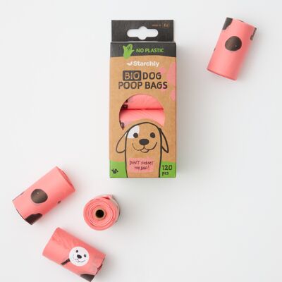 Pack 8 Rollos Bolsas Compostables para Excrementos de Perro Color Rosa