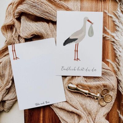 Postcard Baby - Stork