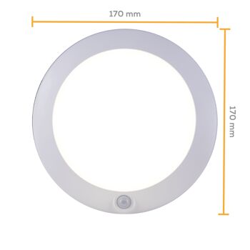 TCP LED Plus Lampe Ronde Rechargeable avec PIR 200 Lumens Blanc Chaud 6