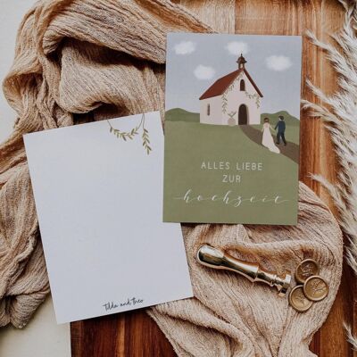 Postkarte Hochzeit - Kirche