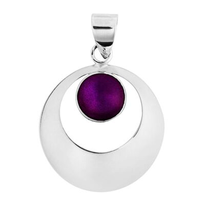 Superbe pendentif rond violet