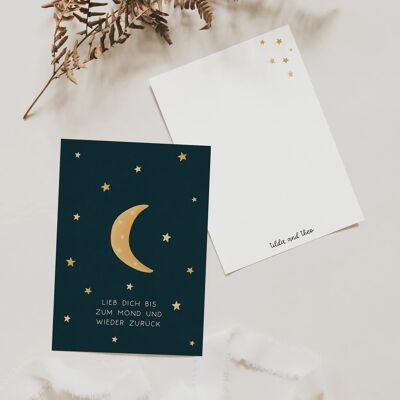 Carte postale à la lune - lune d'amour / anniversaire