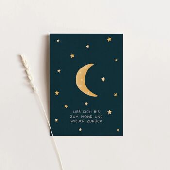 Carte postale à la lune - lune d'amour / anniversaire 2
