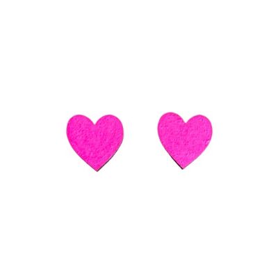 Midi neon pink heart studs hand painted earrings