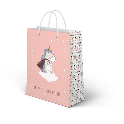 Sac cadeau horizontal Enfant Taille M "Super Licorne"