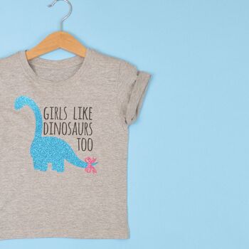 Les filles aiment aussi les dinosaures T-shirt enfant 2