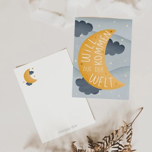 Postkarte Baby - Mond