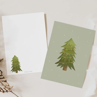 Carte postale - Sapin de Noël menthe