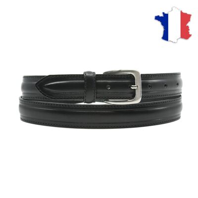 Cinturón de piel plena flor fabricado en Francia FR6659