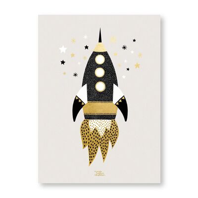 Michelle Carlslund - Poster - 50 x 70 - Gold Space Ship
