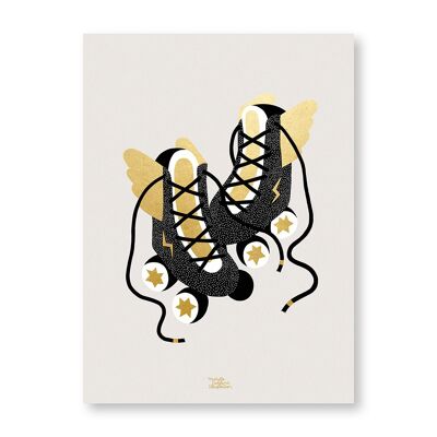 Michelle Carlslund - Poster - 50 x 70 - Gold Roller Skates