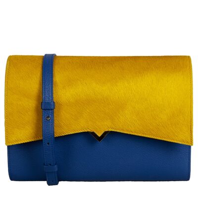 Roma Bag - Blaue Basis und gelbe Haarklappe