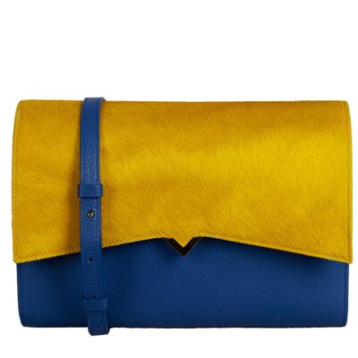 Roma Bag - Blaue Basis und gelbe Haarklappe