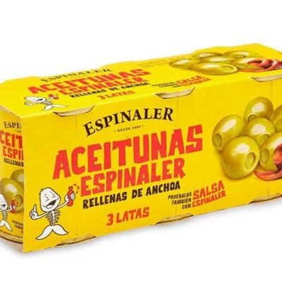 Olives Farcies aux Anchois ESPINALER Pack 3 x 50 g