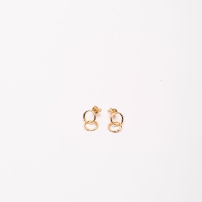 Boucles d’oreilles deux anneaux jaune pour femme en argent 925 plaqué or jaune