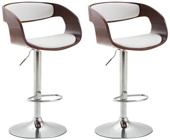 Gallicchio Lot de 2 Tabourets de Bar Simili Cuir Blanc 9x46cm 1