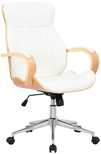 Missanello Chaise de Bureau Simili Cuir Blanc 17x68cm 1