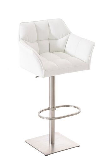 Talmassons Tabouret de Bar Similicuir Blanc 21x45cm 1