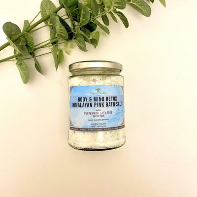 Body and Mind Retox Bath Salts with Peppermint & Organic Tea Tree Earthy Essential Oils