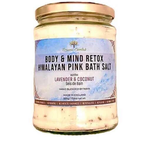 Body and Mind Retox Bath Salts with Lavender Essential Oils & Organic Coconut