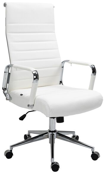 Colbordolo Chaise de bureau Cuir véritable Blanc 15x66cm 1
