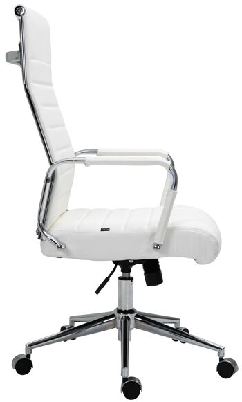 Colbordolo Chaise de bureau Cuir véritable Blanc 15x66cm 3