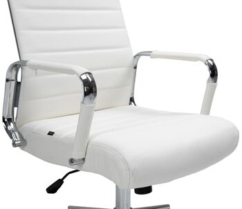 Colbordolo Chaise de bureau Cuir véritable Blanc 15x66cm 6