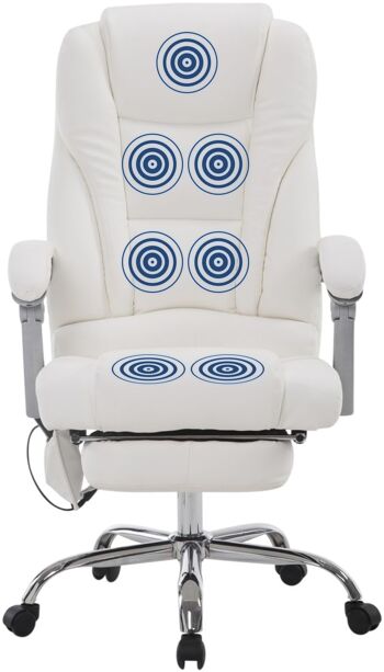 Kastelruth Chaise de Bureau Cuir Artificiel Blanc 22x64cm 2