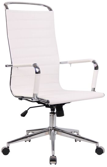 Bacchereto Chaise de Bureau Simili Cuir Blanc 12x65cm 1