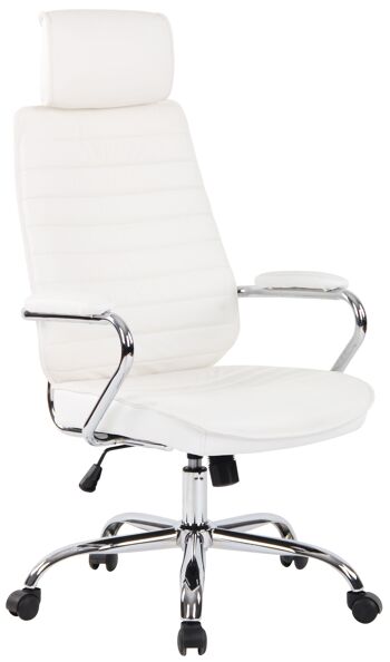 Montalcino Chaise de bureau Cuir véritable Blanc 16x57cm 1