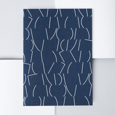 A5 Layflat Notebook plain pages - Sol print in Navy