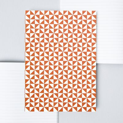 A5 Layflat Notebook ruled pages - Kaffe print in Brick Red