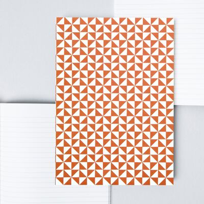 A5 Layflat Notebook ruled pages - Kaffe print in Brick Red