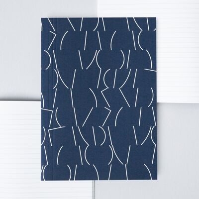 A5 Layflat Notebook ruled pages - Sol print in Navy