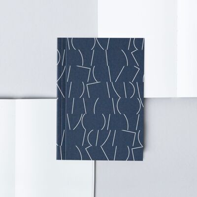 A6 Layflat Pocket Notebook plain pages - Sol print in Navy