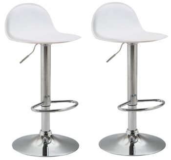 Flammignano Lot de 2 Tabourets de Bar Similicuir Blanc 10x41cm 9