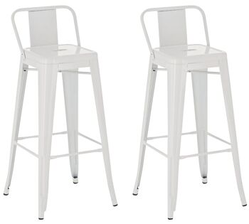 Forcellette Lot de 2 Tabourets de Bar Métal Blanc 5x43cm 6