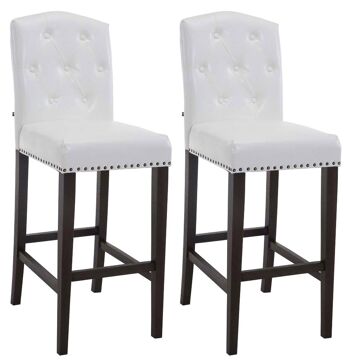 Frattocchie Lot de 2 Tabourets de Bar Similicuir Blanc 8x57cm 1