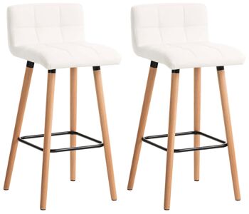 Grotticella Set de 2 Tabourets de Bar Simili Cuir Blanc 6x49cm 1