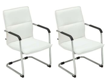 Grotticelle Lot de 2 Chaises Visiteurs Similicuir Blanc 8x60cm 1