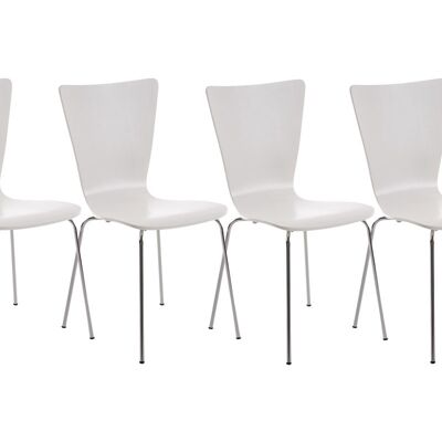 Latinafiori Set van 4 Bezoekersstoelen Hout Wit 16x50cm