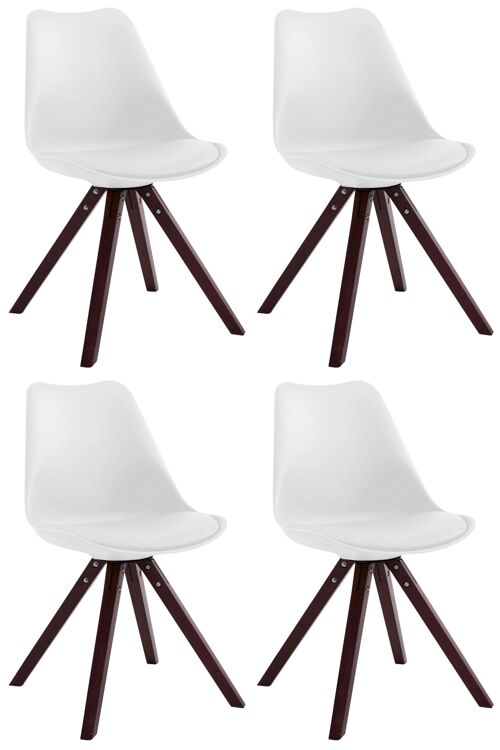 Mascambroni Set van 4 Eetkamerstoelen Kunstleer Wit 6x55.5cm