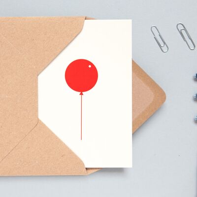 Foil blocked Balloon card - Red on Stone