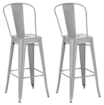 Protonotaro Lot de 2 Tabourets de Bar Métal Argent 10x52cm 4