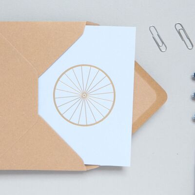 Foil blocked Bicycle Card - Brass on Blue