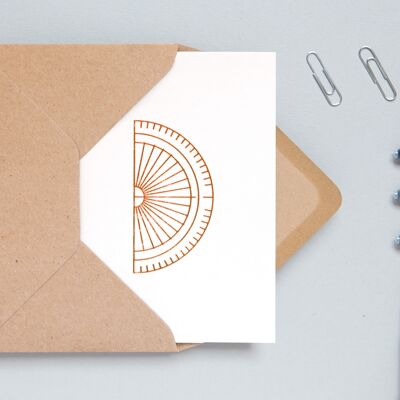 Foil blocked Protractor card - Copper on Stone
